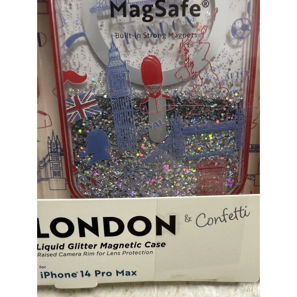 iPhone 14 Pro Max Case London Liquid Glitter Magnetic Case MagSafe New